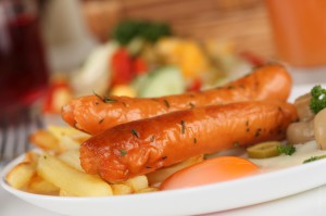 hot dogs and sausages are typically high in calories and saturated fat
